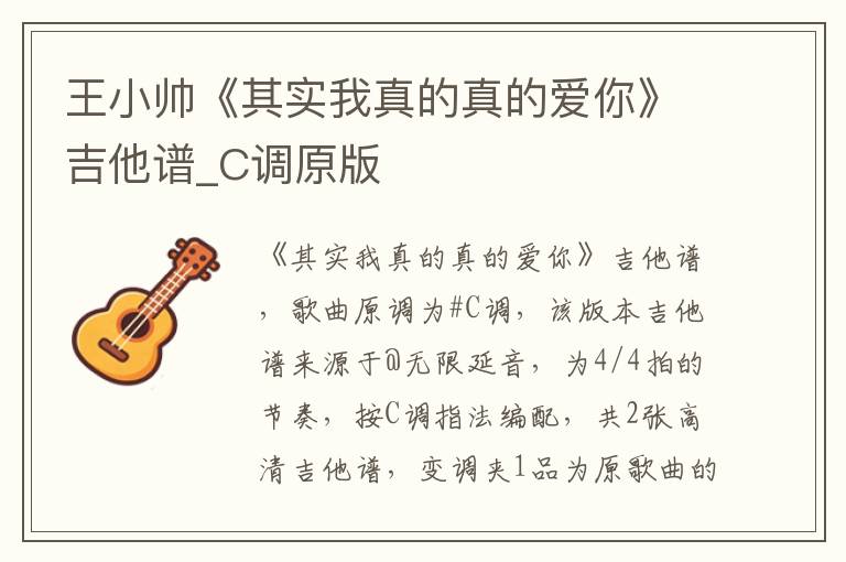 王小帅《其实我真的真的爱你》吉他谱_C调原版
