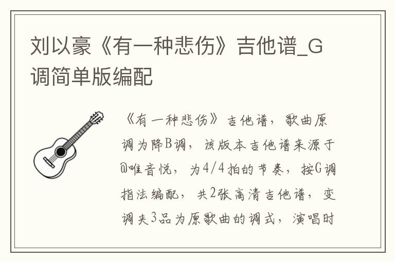 刘以豪《有一种悲伤》吉他谱_G调简单版编配