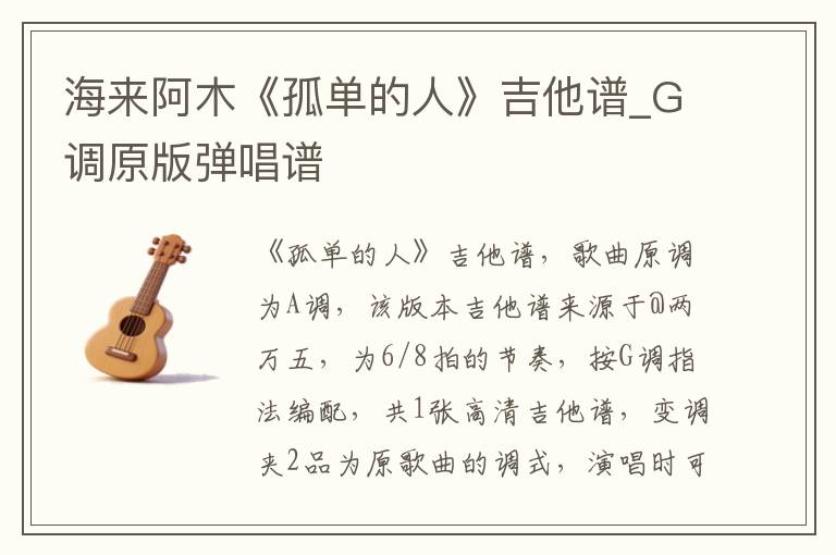 海来阿木《孤单的人》吉他谱_G调原版弹唱谱