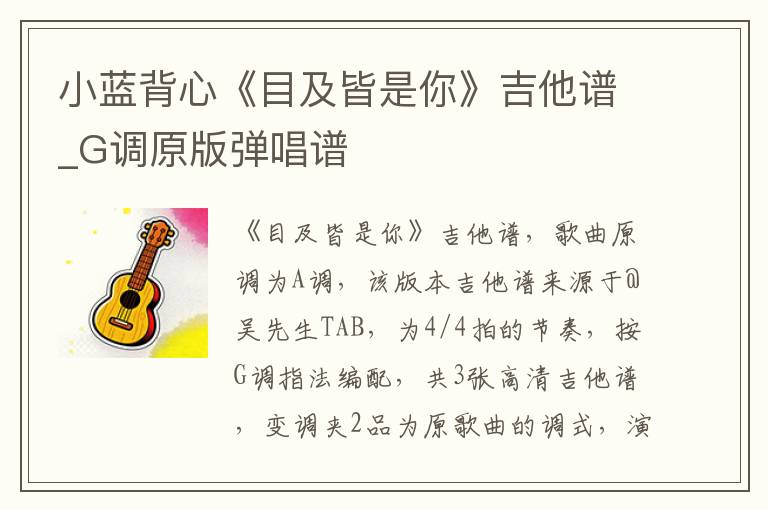 小蓝背心《目及皆是你》吉他谱_G调原版弹唱谱