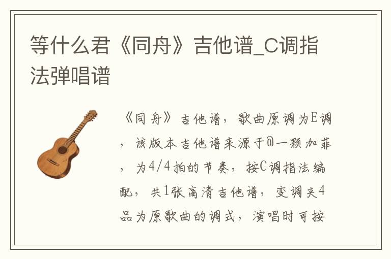 等什么君《同舟》吉他谱_C调指法弹唱谱