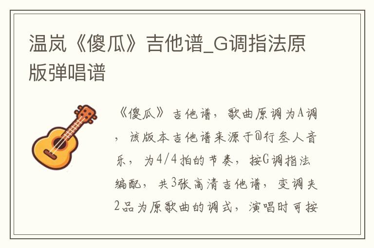 温岚《傻瓜》吉他谱_G调指法原版弹唱谱