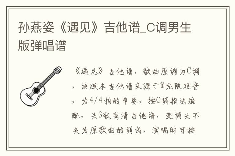 孙燕姿《遇见》吉他谱_C调男生版弹唱谱