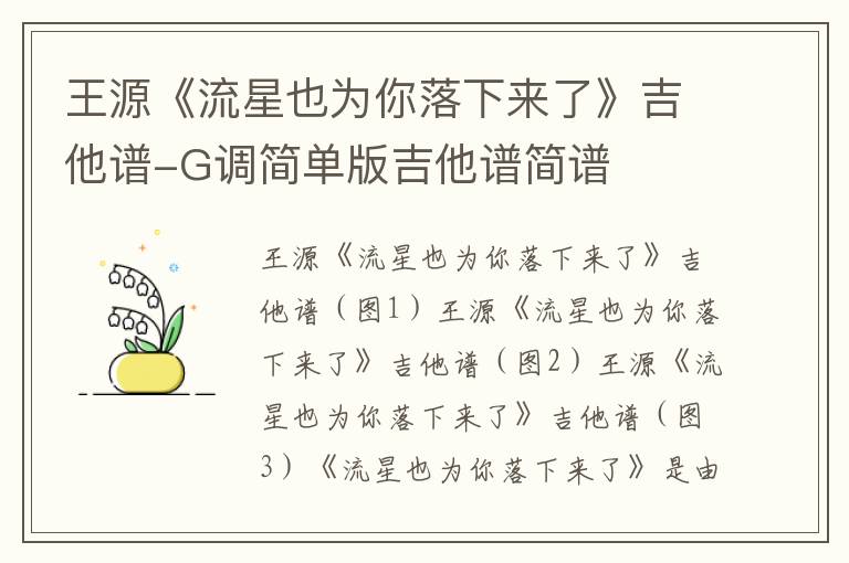 王源《流星也为你落下来了》吉他谱-G调简单版吉他谱简谱