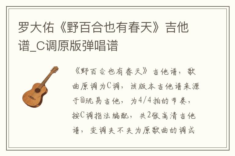 罗大佑《野百合也有春天》吉他谱_C调原版弹唱谱