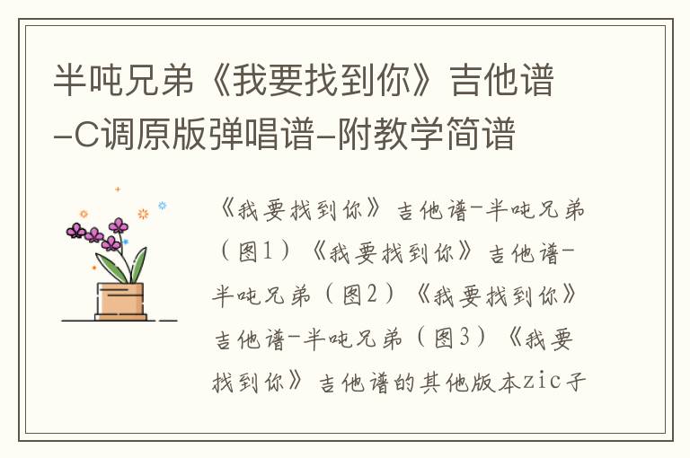 半吨兄弟《我要找到你》吉他谱-C调原版弹唱谱-附教学简谱
