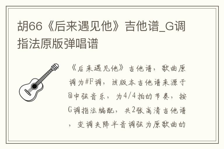 胡66《后来遇见他》吉他谱_G调指法原版弹唱谱