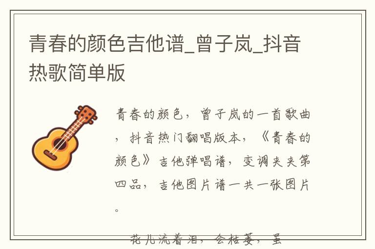 青春的颜色吉他谱_曾子岚_抖音热歌简单版