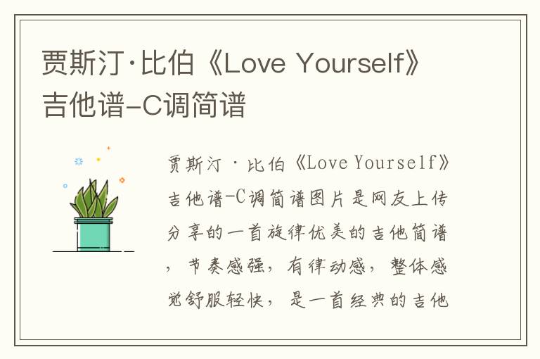 贾斯汀·比伯《Love Yourself》吉他谱-C调简谱