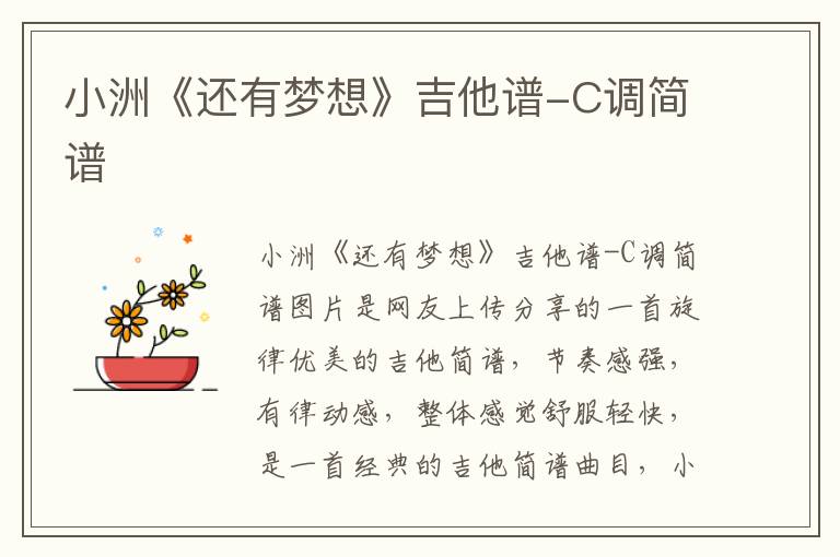 小洲《还有梦想》吉他谱-C调简谱