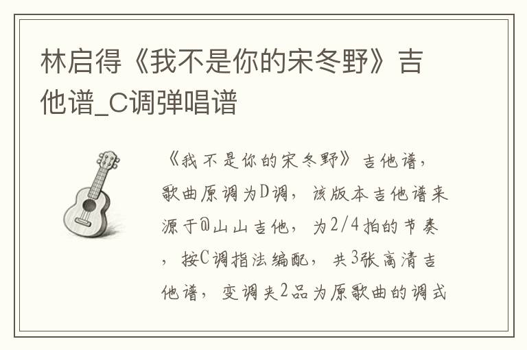 林启得《我不是你的宋冬野》吉他谱_C调弹唱谱