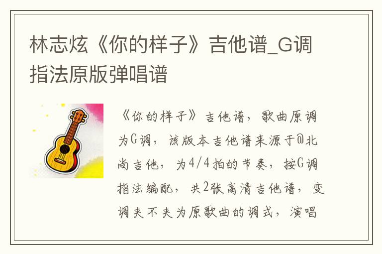 林志炫《你的样子》吉他谱_G调指法原版弹唱谱
