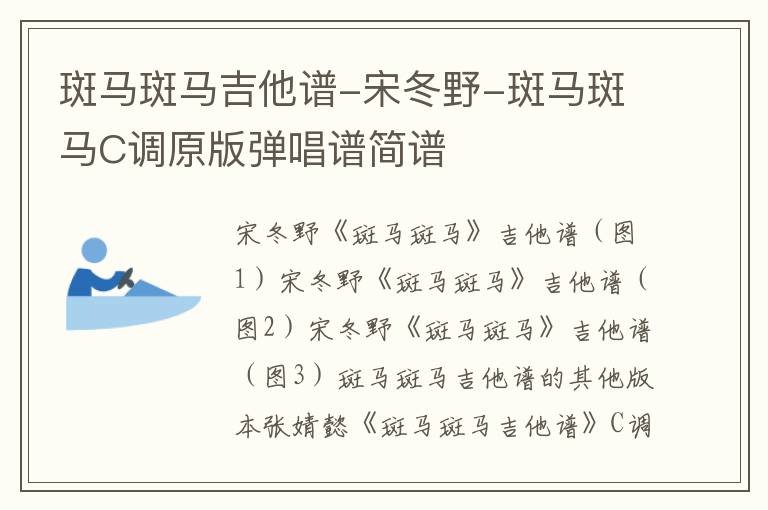 斑马斑马吉他谱-宋冬野-斑马斑马C调原版弹唱谱简谱