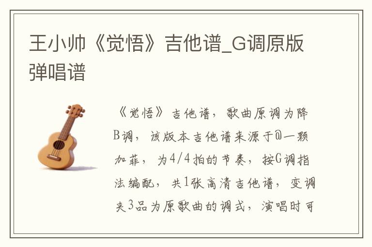 王小帅《觉悟》吉他谱_G调原版弹唱谱