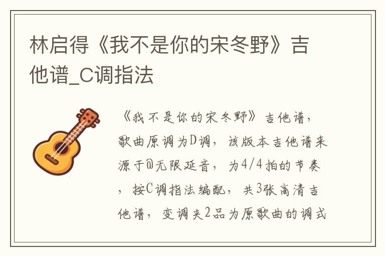 林启得《我不是你的宋冬野》吉他谱_C调指法