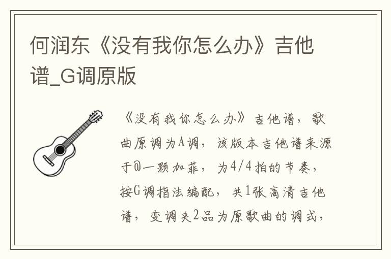 何润东《没有我你怎么办》吉他谱_G调原版