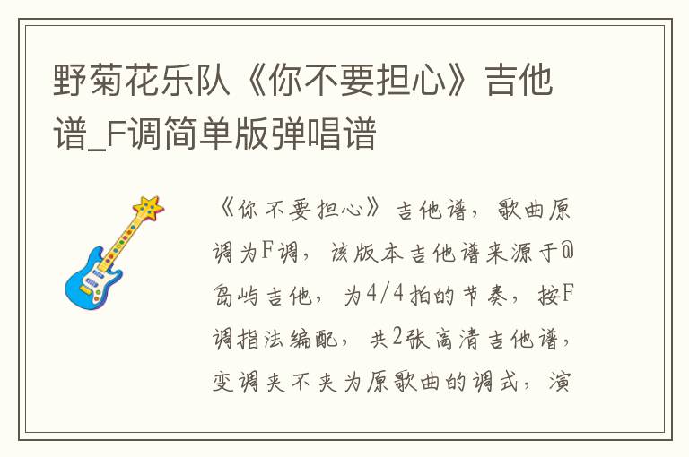 野菊花乐队《你不要担心》吉他谱_F调简单版弹唱谱