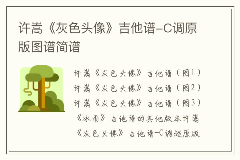 许嵩《灰色头像》吉他谱-C调原版图谱简谱