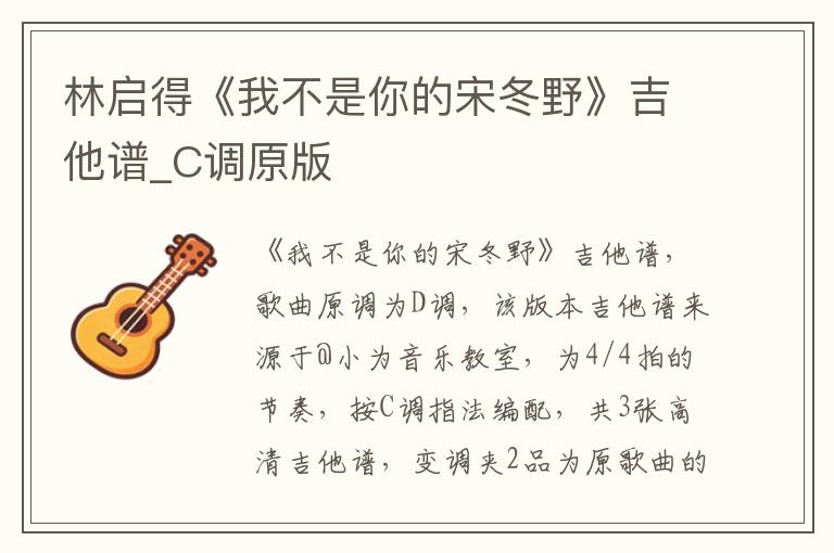 林启得《我不是你的宋冬野》吉他谱_C调原版