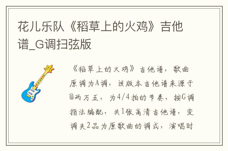 花儿乐队《稻草上的火鸡》吉他谱_G调扫弦版
