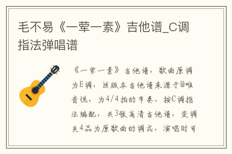 毛不易《一荤一素》吉他谱_C调指法弹唱谱
