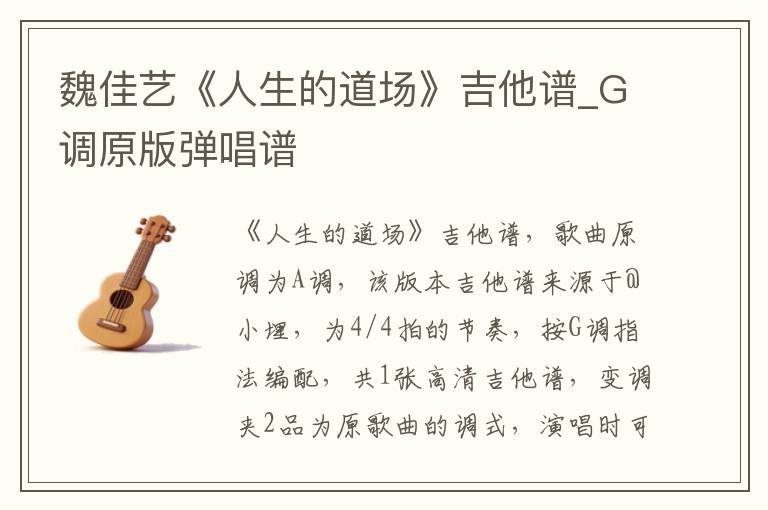 魏佳艺《人生的道场》吉他谱_G调原版弹唱谱