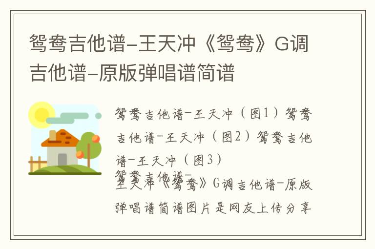 鸳鸯吉他谱-王天冲《鸳鸯》G调吉他谱-原版弹唱谱简谱