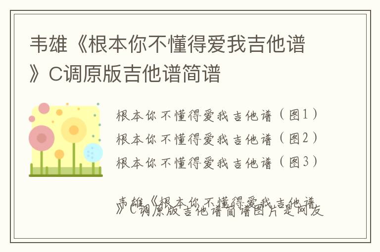 韦雄《根本你不懂得爱我吉他谱》C调原版吉他谱简谱