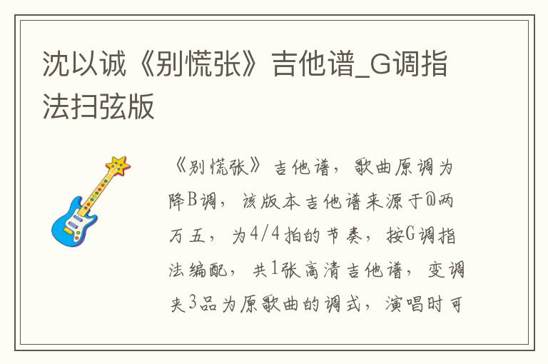 沈以诚《别慌张》吉他谱_G调指法扫弦版