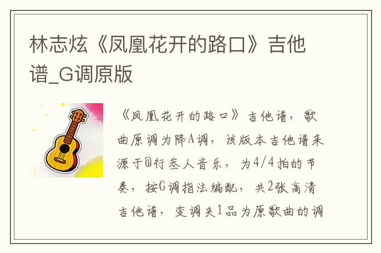 林志炫《凤凰花开的路口》吉他谱_G调原版