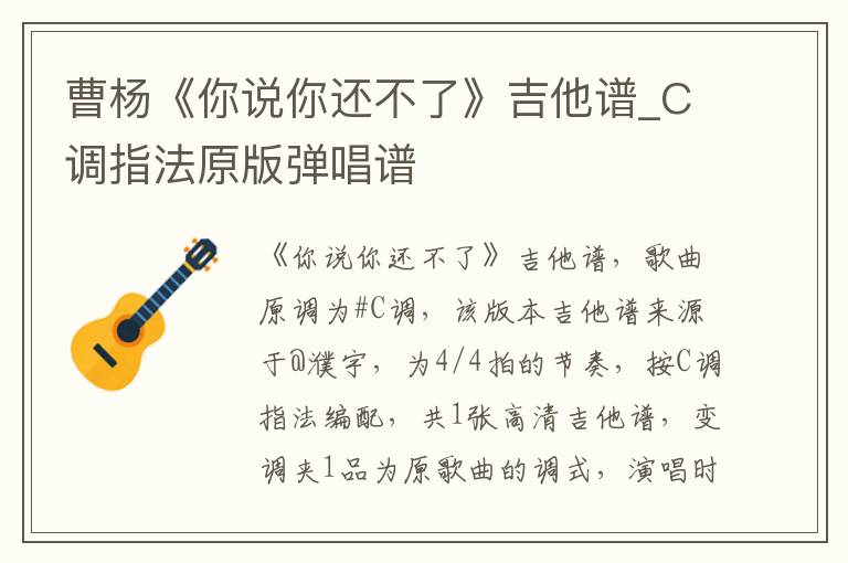 曹杨《你说你还不了》吉他谱_C调指法原版弹唱谱