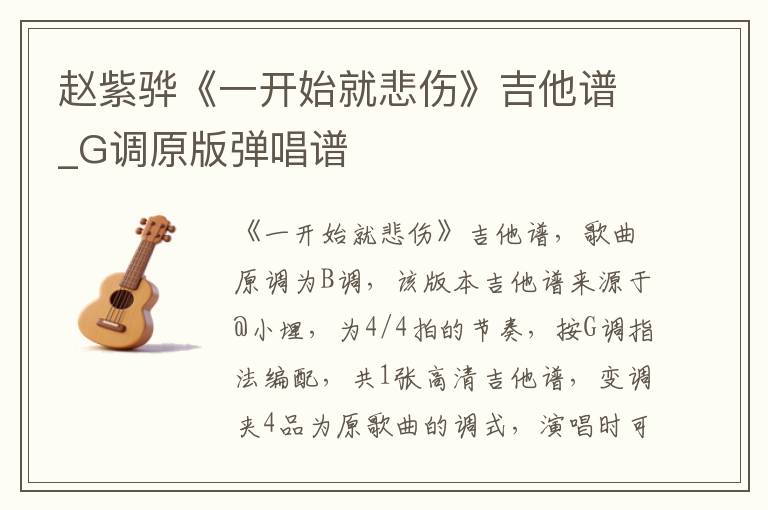 赵紫骅《一开始就悲伤》吉他谱_G调原版弹唱谱