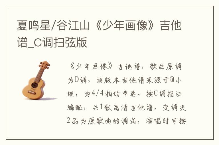 夏鸣星/谷江山《少年画像》吉他谱_C调扫弦版