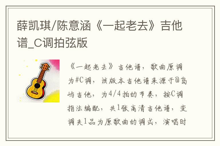 薛凯琪/陈意涵《一起老去》吉他谱_C调拍弦版