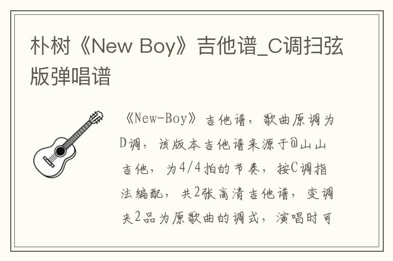 朴树《New Boy》吉他谱_C调扫弦版弹唱谱