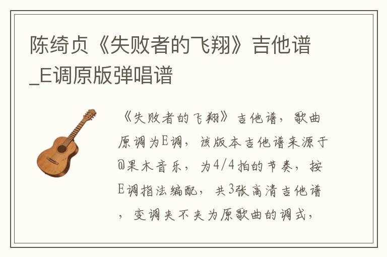 陈绮贞《失败者的飞翔》吉他谱_E调原版弹唱谱