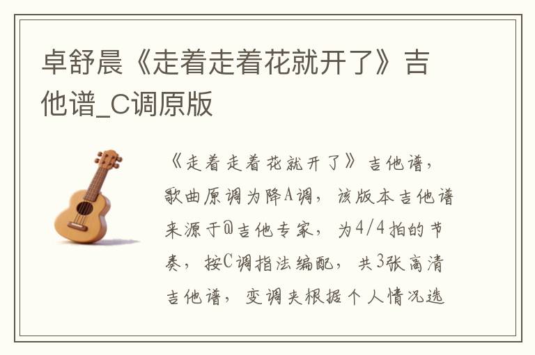 卓舒晨《走着走着花就开了》吉他谱_C调原版