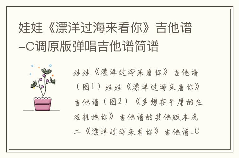 娃娃《漂洋过海来看你》吉他谱-C调原版弹唱吉他谱简谱