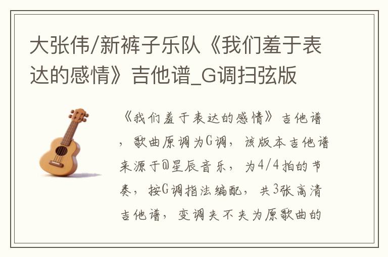 大张伟/新裤子乐队《我们羞于表达的感情》吉他谱_G调扫弦版