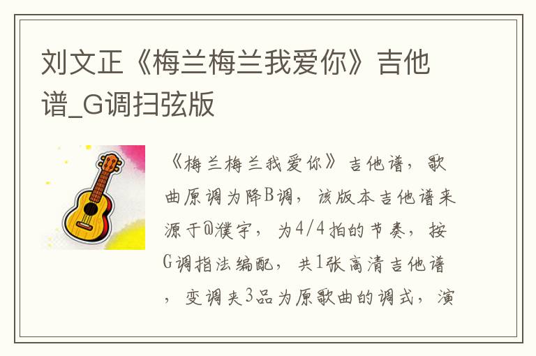 刘文正《梅兰梅兰我爱你》吉他谱_G调扫弦版