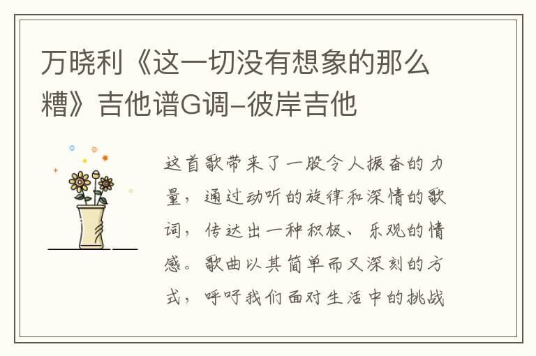 万晓利《这一切没有想象的那么糟》吉他谱G调-彼岸吉他