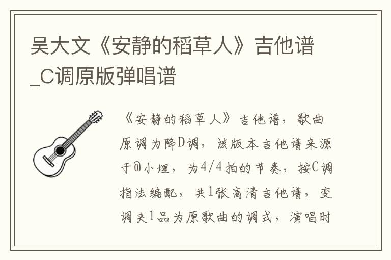 吴大文《安静的稻草人》吉他谱_C调原版弹唱谱