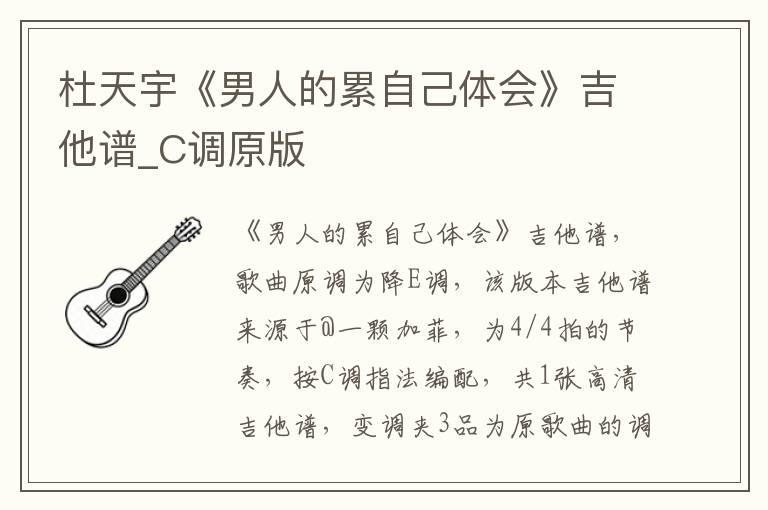 杜天宇《男人的累自己体会》吉他谱_C调原版