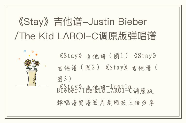《Stay》吉他谱-Justin Bieber/The Kid LAROI-C调原版弹唱谱简谱