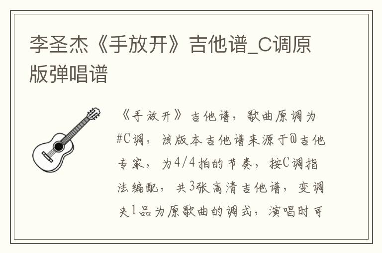 李圣杰《手放开》吉他谱_C调原版弹唱谱