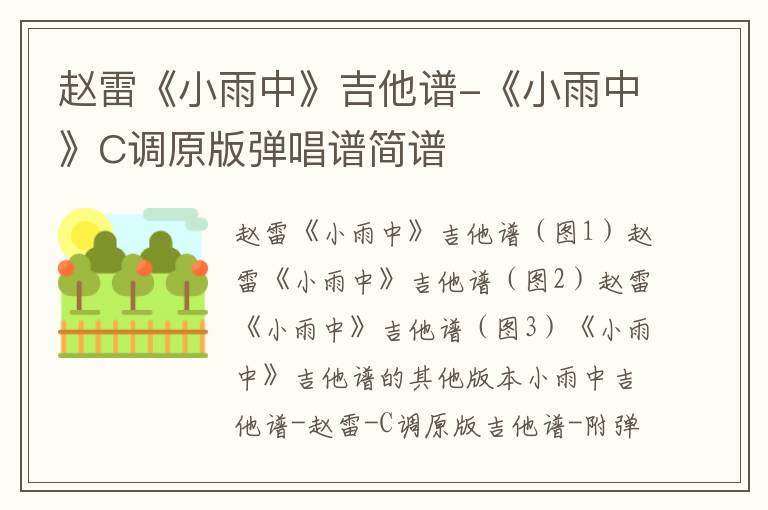 赵雷《小雨中》吉他谱-《小雨中》C调原版弹唱谱简谱