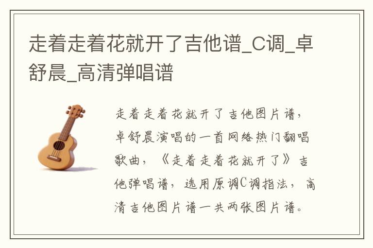 走着走着花就开了吉他谱_C调_卓舒晨_高清弹唱谱