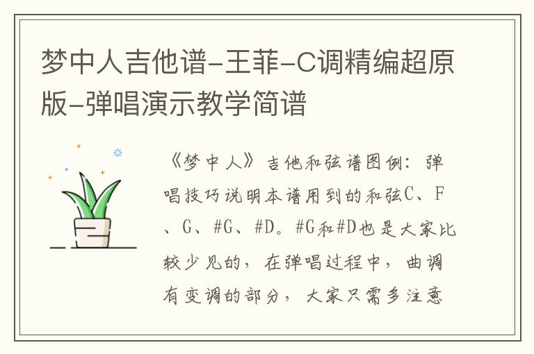 《梦中人》吉他谱-王菲-C调精编超原版