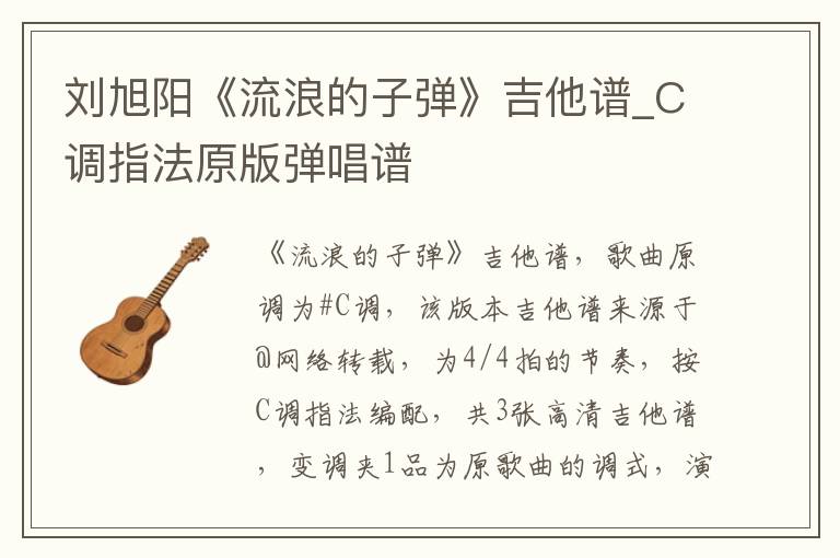 刘旭阳《流浪的子弹》吉他谱_C调指法原版弹唱谱
