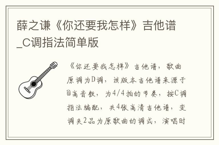 薛之谦《你还要我怎样》吉他谱_C调指法简单版